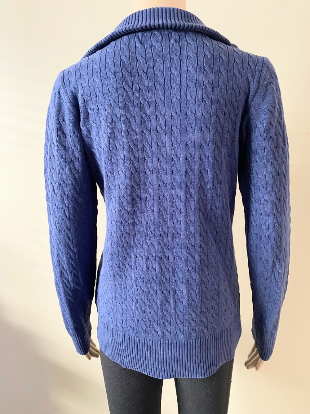 Vintage Ralph Lauren cable knit half zipper blue sweater, women’s medium - Picture 6 of 6